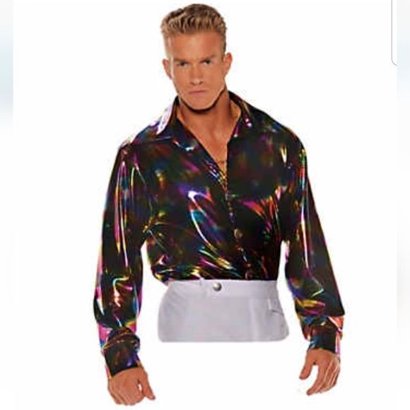 HOST PICK Metallic Multicolored 1970's Disco Shirt Unisex Sz. XXL - Picture 5 of 17